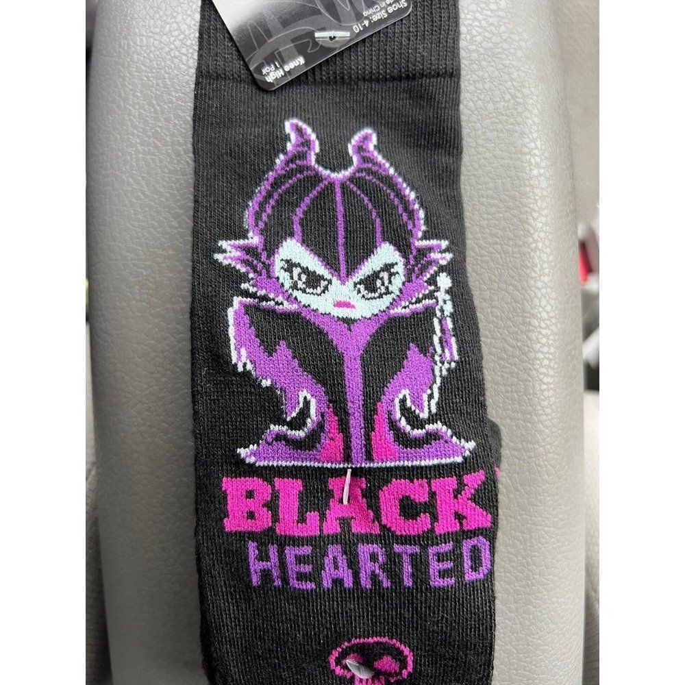 Disney Villains Maleficent Black Heart Women 4-10 Knee High Socks, 1-Pack